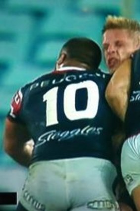 Sonny Bill Williams collects George Burgess with a shoulder charge.
