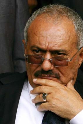 Yemeni President Ali Abdullah Saleh attending a pro-regime rally in Sanaa in April.