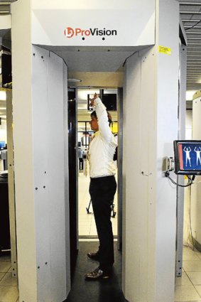 A demonstration scanner at Amsterdam's Schiphol Airport.