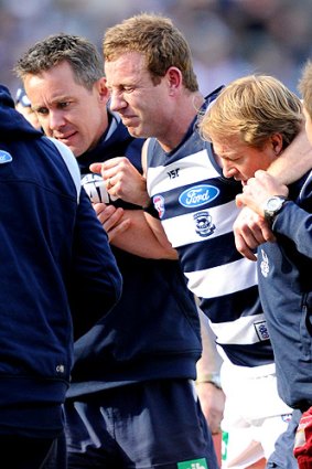 In doubt: Geelong's Steve Johnson will be given a rigorous test on Friday.
