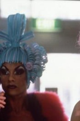 Hugo Weaving and Guy Pearce as drag queens in <i>The Adventures of Priscilla, Queen of the Desert</i>.