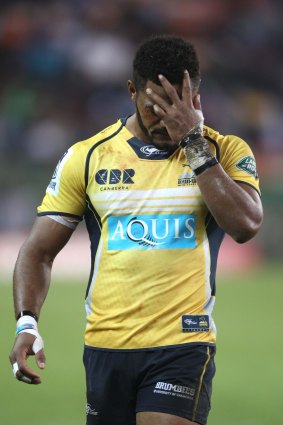 Henry Speight shows his dismay after receiving a red card against the Stormers.