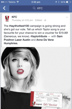 The KFC ad that could upset the #tay4hottest100 campaign.