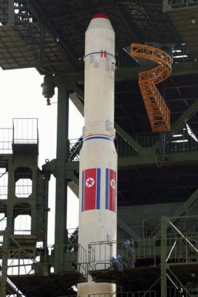 Going into space ... North Korea said their rocket would carry a "polar-orbiting Earth observation satellite" for "peaceful scientific and technological" purposes.