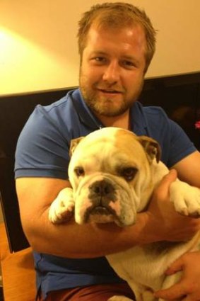 Bring on the Lions: Prop Benn Robinson  relaxing with his dog, Baron.