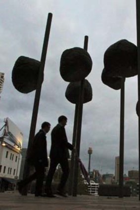 <i>Stones Against the Sky</i> (Poo on Sticks) by Ken Unsworth (1998), Kings Cross.