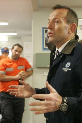 Tony Abbott talks to miners.