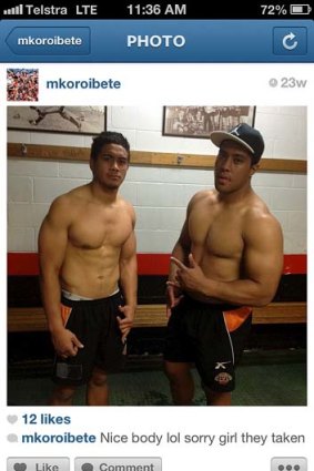 Grief ... Wests Tigers players took to social media yesterday to mourn the death of their teammate, Mosese Fotuaika.
