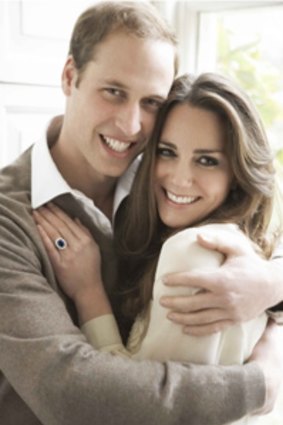 Prince William and Kate Middleton in one of their official engagement photos, taken by photographer Mario Testino
