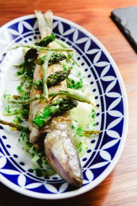 King George whiting with samphire and asparagus.