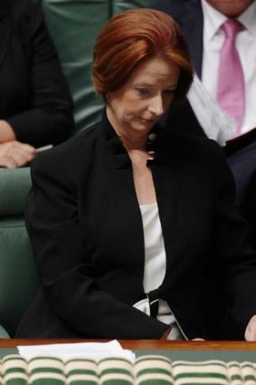 Prime Minister Julia Gillard was forced to sit down.