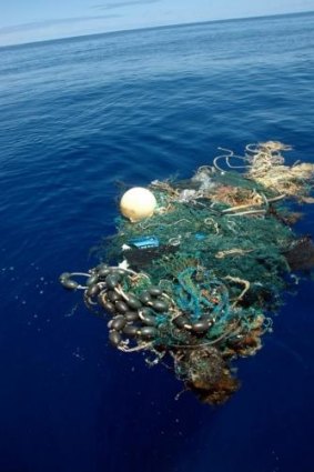 Floating debris in the Pacific Ocean.
