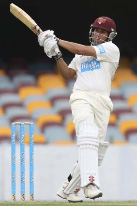 Show-stopper: Usman Khawaja, who steered Queensland to victory.
