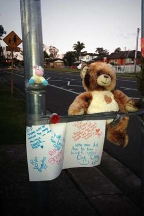 Memorial: a man was stabbed to death on a busy Sydney street.