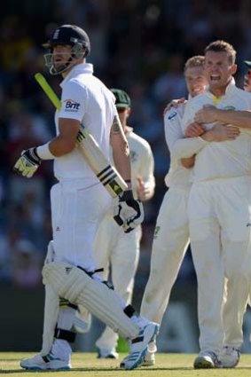 Siddle did not hide his emotion after dismissing Pietersen.