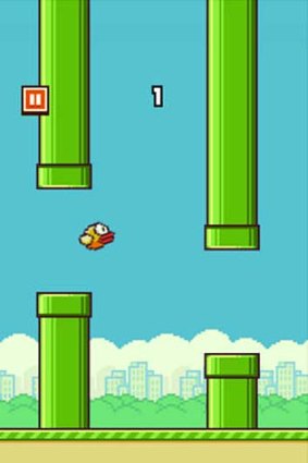 A screenshot from Flappy Bird.