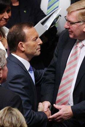 Friends and foes: Mr Ferguson with Opposition Leader Tony Abbott.
