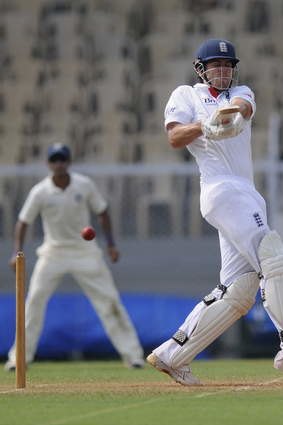 In form: Alastair Cook bats during England's tour of India.