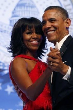 US President Barack Obama and first lady Michelle Obama dance at the Inaugural Ball in Washington, January 21, 2013.