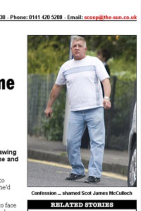 A screengrab from a <i>Scottish Sun</i> website story on James McCulloch.