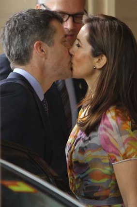 Special moment ... Mary and Frederik share a kiss.