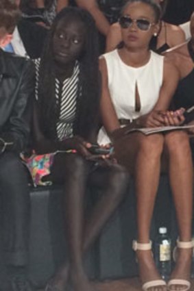 Ajak Deng's family at the River Island show.