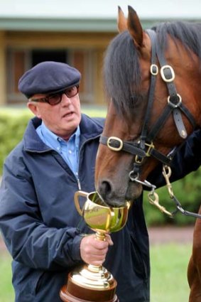 Question: Lloyd Williams with 2012 Melbourne cup winner Green Moon, which may not compete.