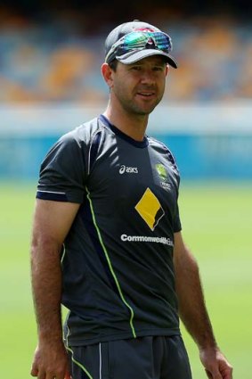 Ricky Ponting looks on during a training session at the Gabba.
