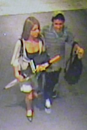 The CCTV film grab showing the girl with one of the 2008 assailants.
