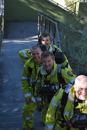 Perth firefighters getting in some stair practice ahead of the Step Up For MS event.