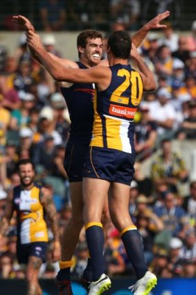 Scott Lycett and Dean Cox have reason to smile at Patersons Stadium on Sunday.