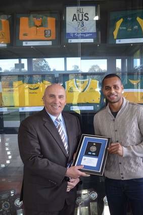 Canberra basketballer Patrick Mills was presented an award at his former school, Marist College.