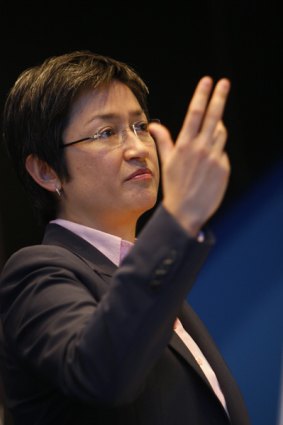 Climate Change Minister Penny Wong speaks at a climate change conference at the ANU in Canberra on Monday.