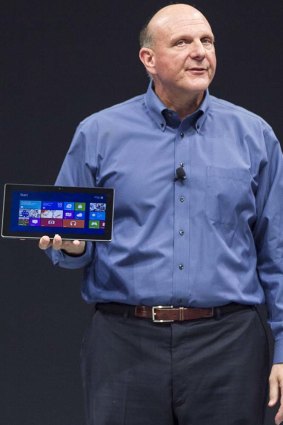Microsoft CEO Steve Ballmer unveils the Surface, a tablet computer aiming compete with Apple's iPad.