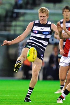 Kicking on: Geelong's Cameron Guthrie is hoping some good form early this year can keep him in the senior team.