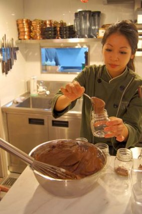 Just desserts ... chef Peggy Chan prepares the chocolate and mint trifle at Grassroots Pantry.