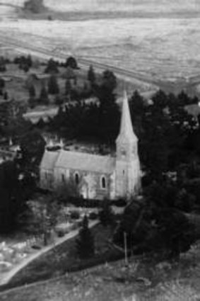St John's in 1947 showing church, school house and horse paddock.
