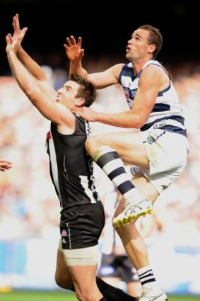 Trent West in action during the 2011 grand final against Collingwood at the MCG.