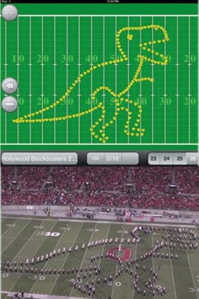 The app helped the 200 musicians march in the shape of a dinosaur while playing the theme from Jurassic Park.