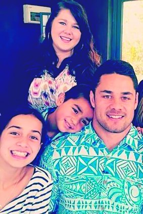 Farewell: Jarryd Hayne with his family.