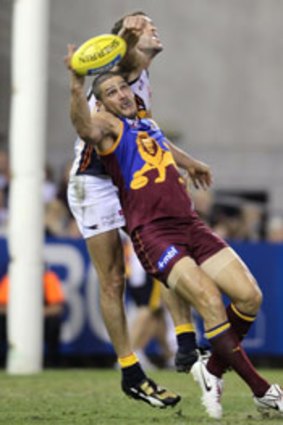 Brendan Fevola in action for the Brisbane Lions against West Coast in round one.