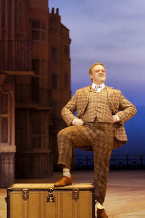 Owain Arthur as  Francis Henshall in <i>One Man, Two Guvnors</i>.