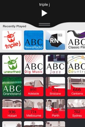 A screenshot of the ABC Radio app.