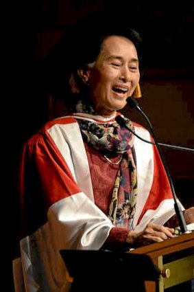 Daw Aung San Suu Kyi at Monash University in November.