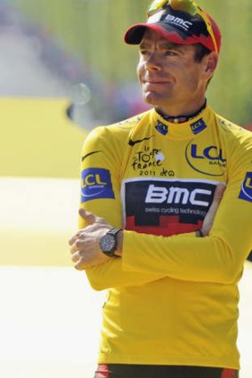 A great triomphe: Cadel Evans quietly savours his historic victory in the 2011 Tour de France.