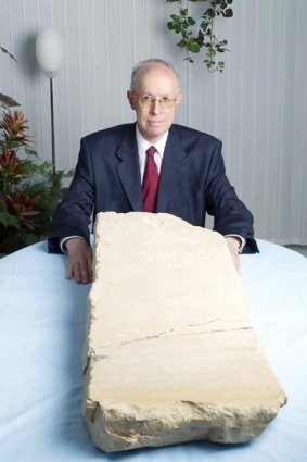 Collector David Jeselsohn with the ancient tablet.