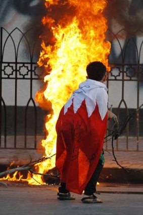 An anti-government protester after the funeral procession of Salah Abbas Habib.