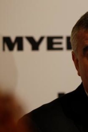 Myer chief Bernie Brooks said the continued rollout of online retailing would help the company ride out the downturn.