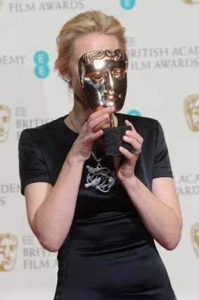 Cate Blanchett, winner of the Leading Actress award, poses with her BAFTA award.