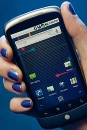 The Google Nexus One smartphone, seen here at its launch in Washington in January, uses the company's Android software.